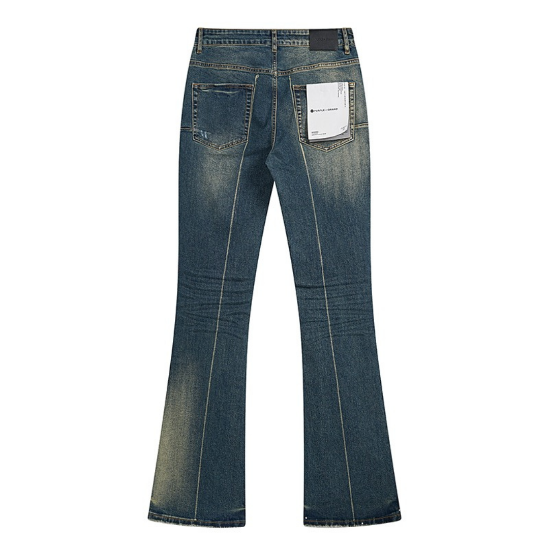 Purple Flared Jeans Azul Desgaste