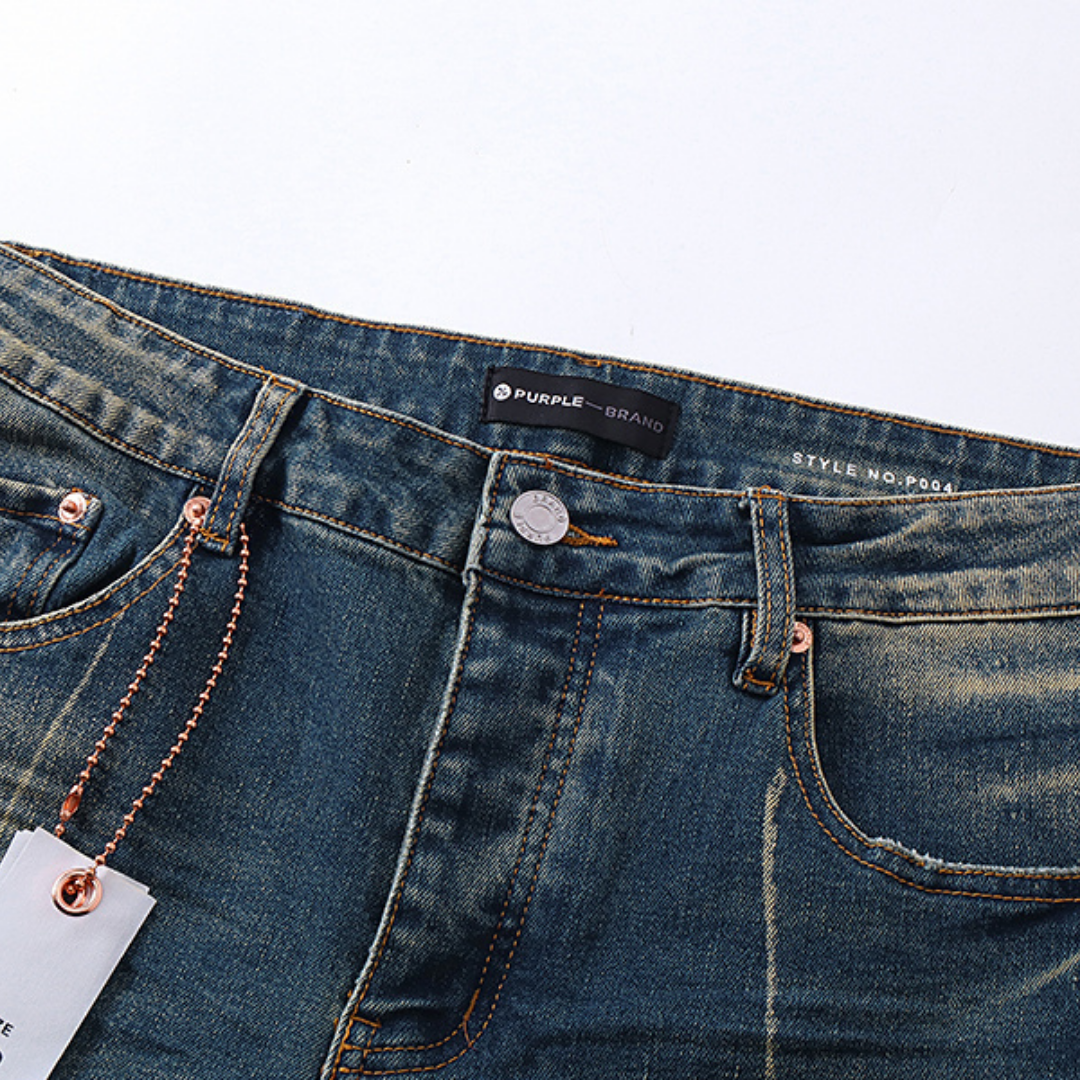Purple Flared Jeans Azul Desgaste