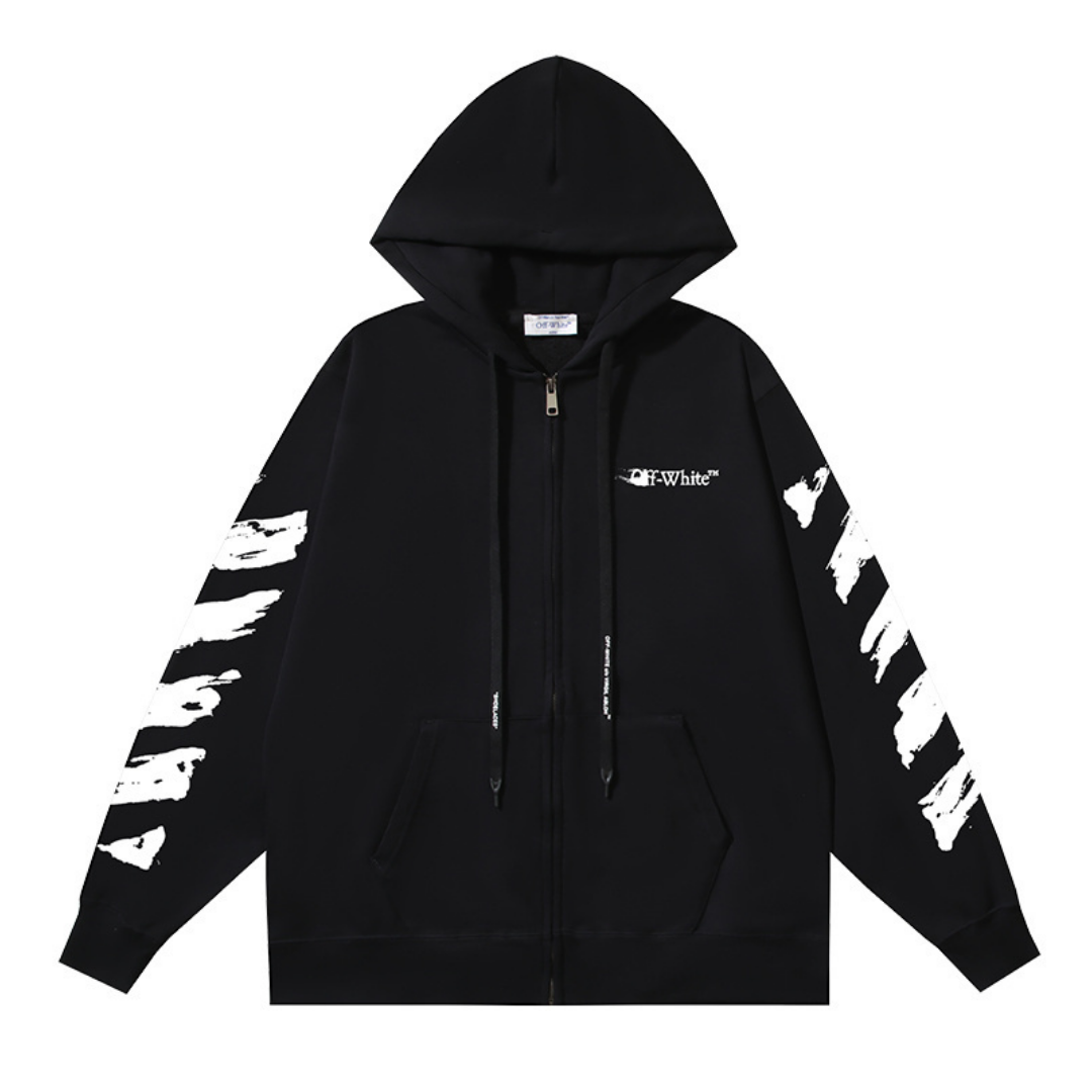 Off-White Off-W Monogram Zip Hoodie - Negro Negro Blanco