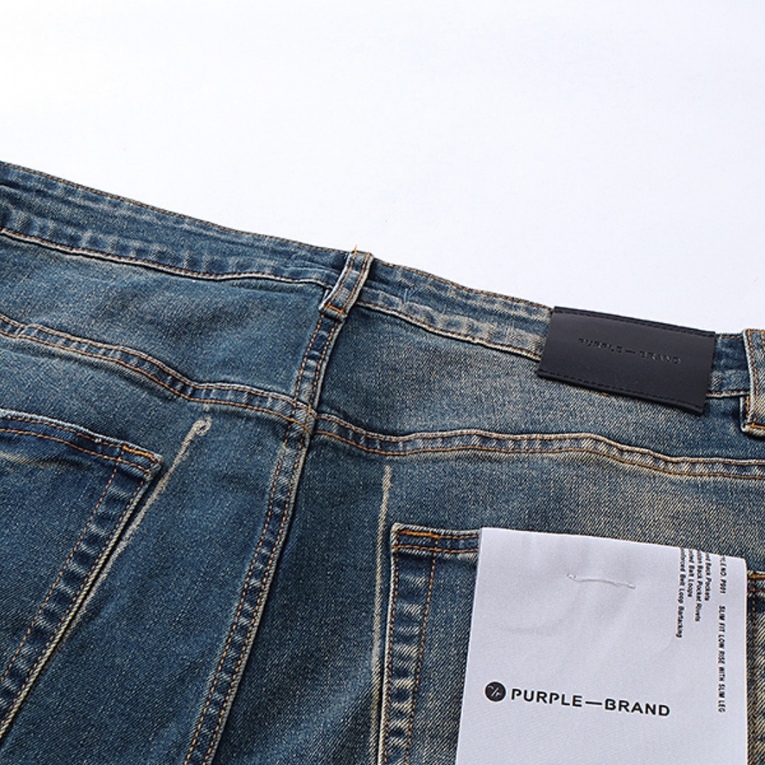 Purple Flared Jeans Azul Desgaste