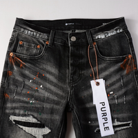 Purple Distressed Paint Jeans Purple Rojo Tacos