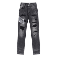 Amr Grey Staggered Logo Jeans