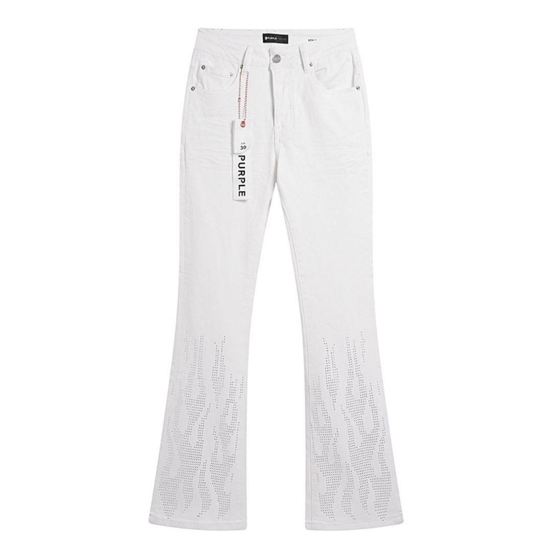Purple Flared Jeans Camo Blanco