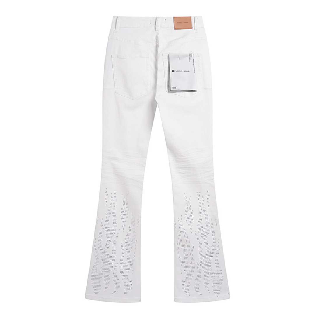 Purple Flared Jeans Camo Blanco