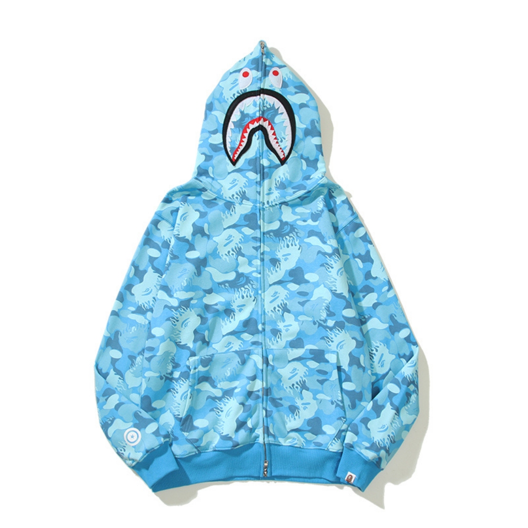 Bape Shark Hoodie Camo Azul