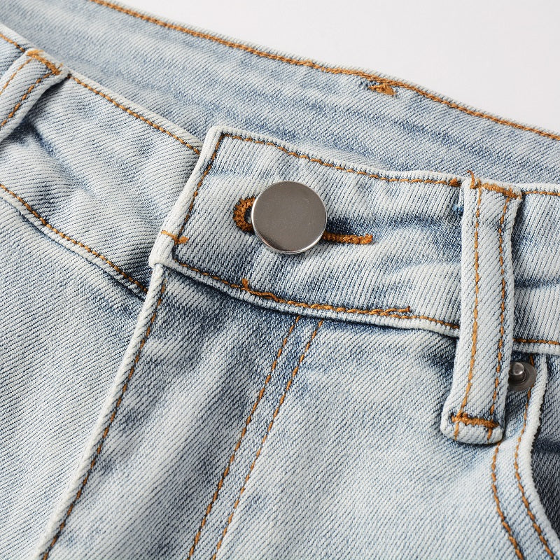 Amr Light Blue Patch Jeans Azul
