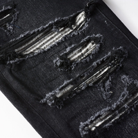 Amr Ripped Patch Black Jeans