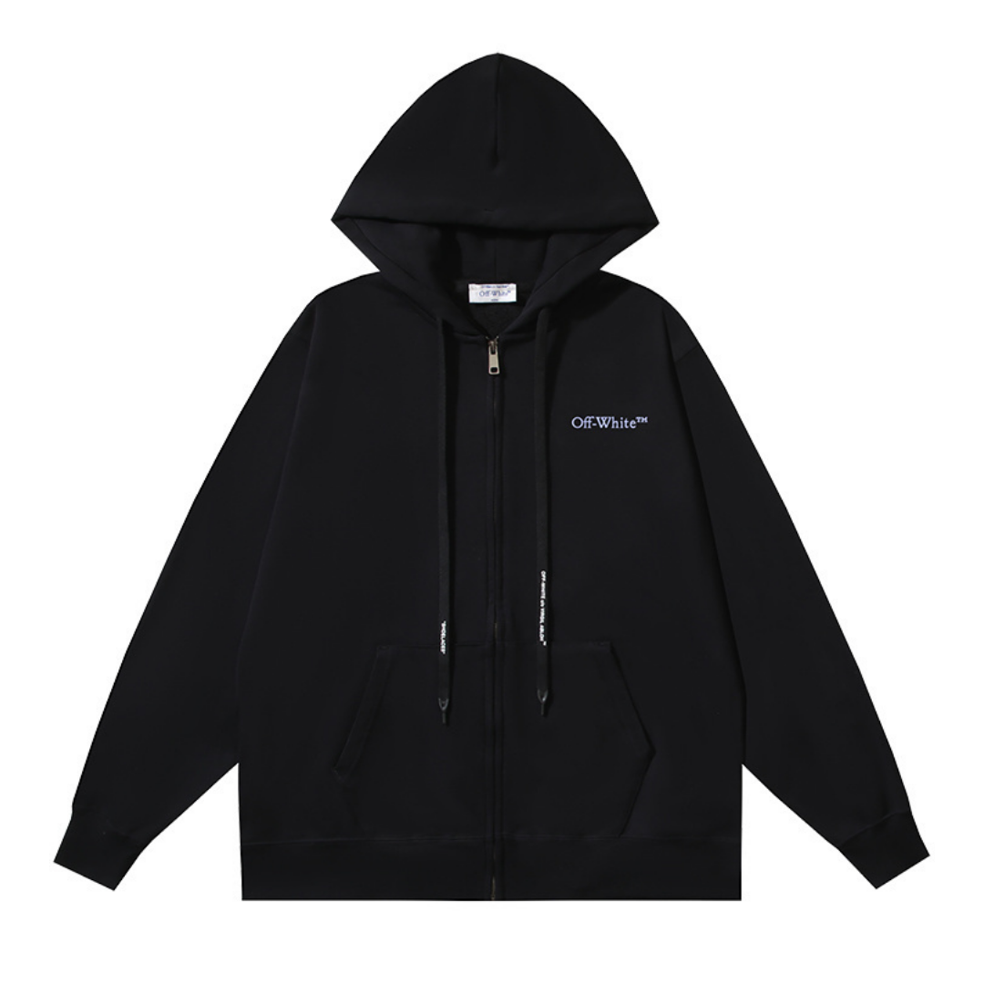 Off-White Off-W Monogram Zip Hoodie Azul Blanco