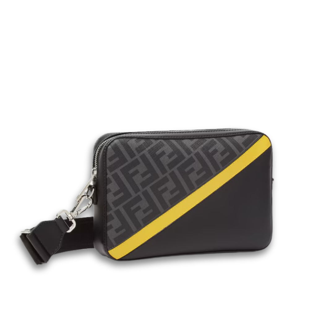 Messenger Bag Negro Monograma Amarillo