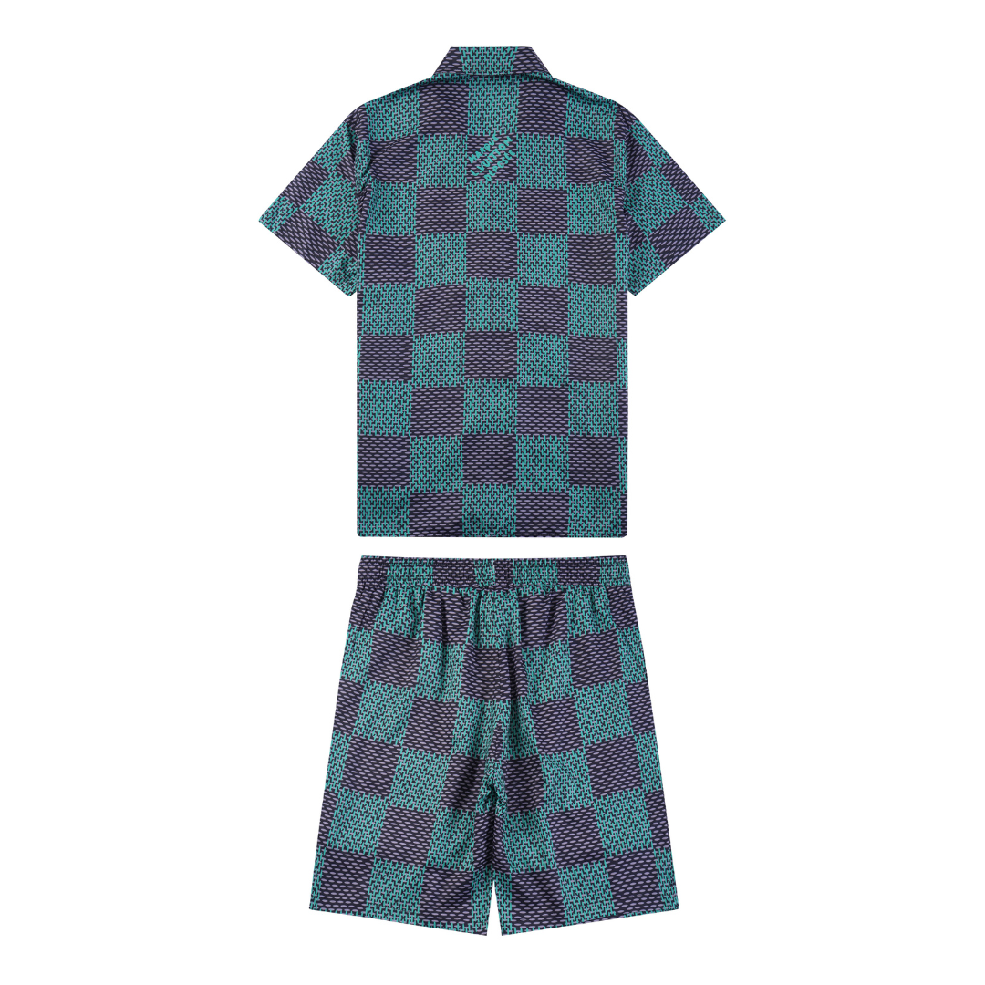 Monogram Short Set Check Azul Verde