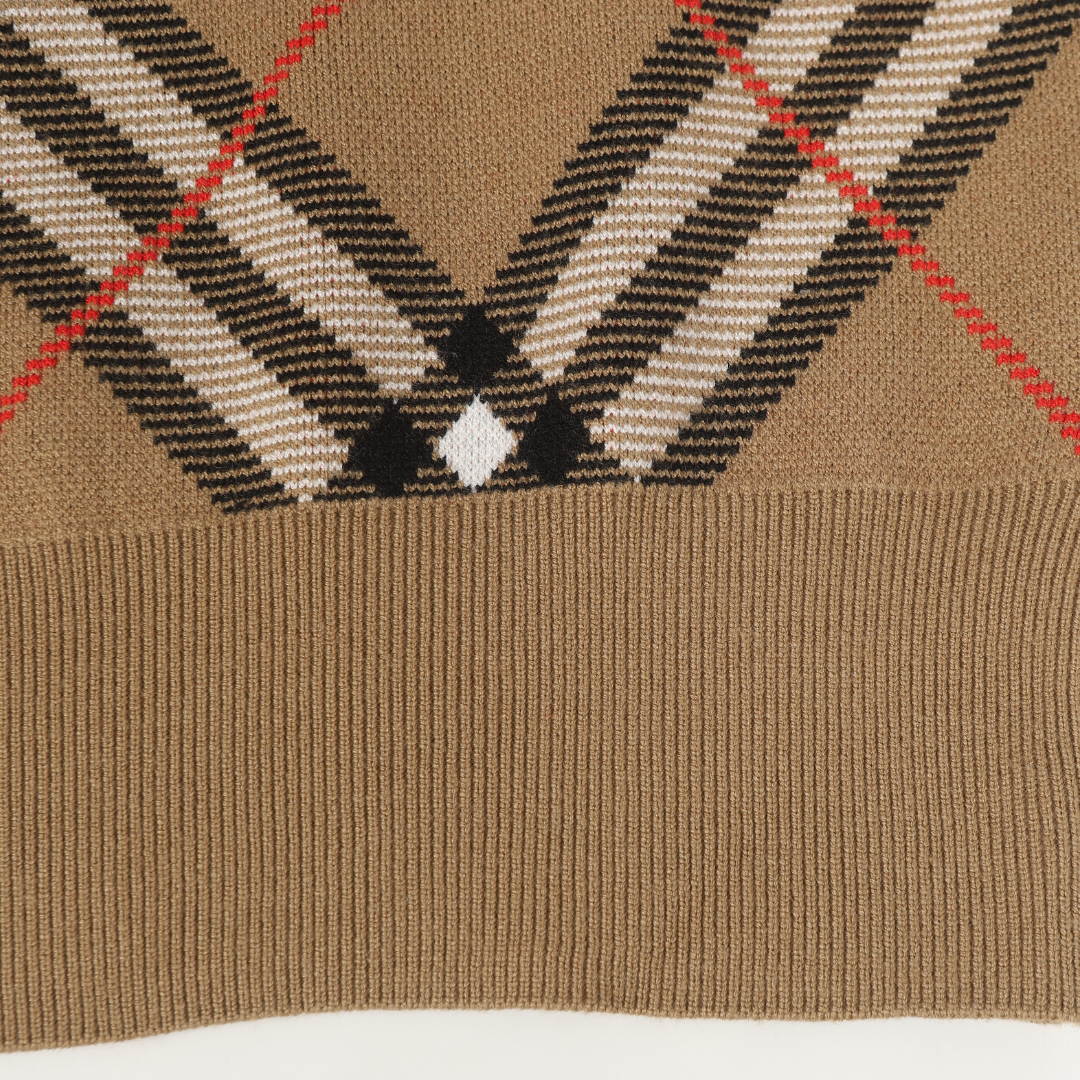 Monogram Sweater Tartan Beige Blanco