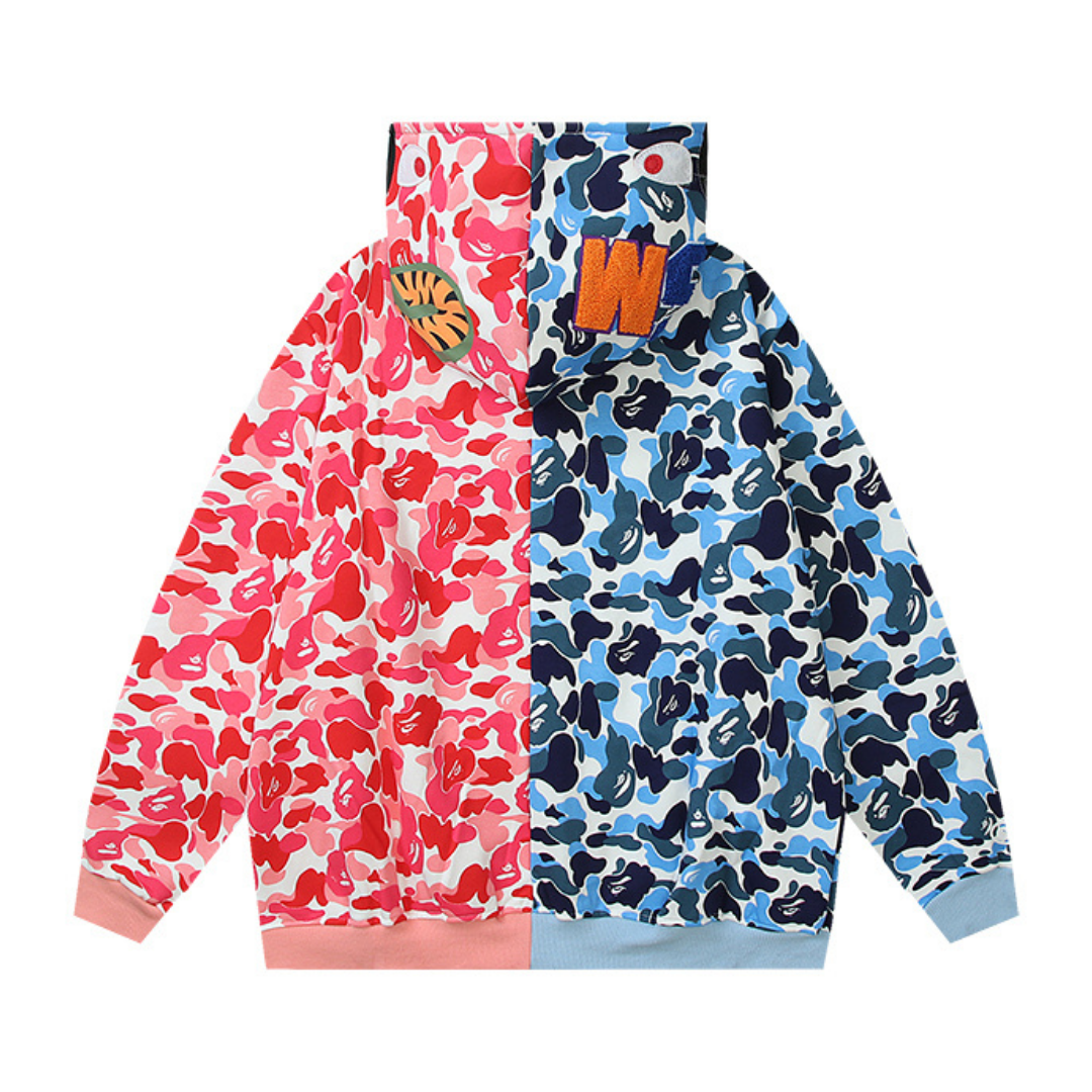 Bape Zip Hoodie Camo Azul Rosa