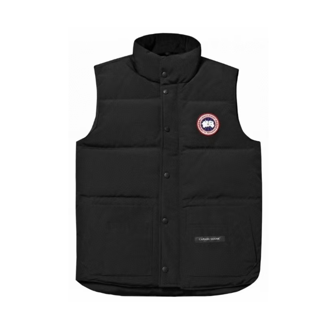 Goose Monogram Gilet Liso Negro Logo Rojo