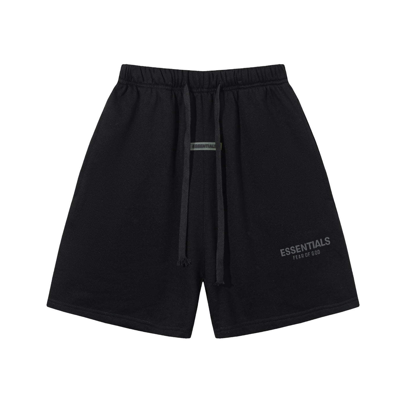 Essentials Shorts Liso Negro Logo Blanco
