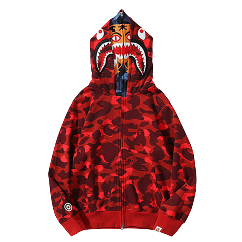 BAPE Shark Hoodie Camo Rojo